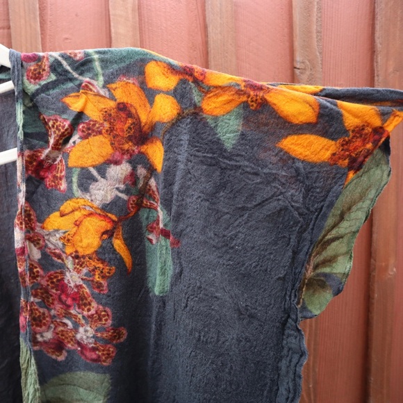 Powder Botany Bliss Charcoal 100% Wool Wrap Open Cardigan Vintage Large XL Women - Picture 5 of 16